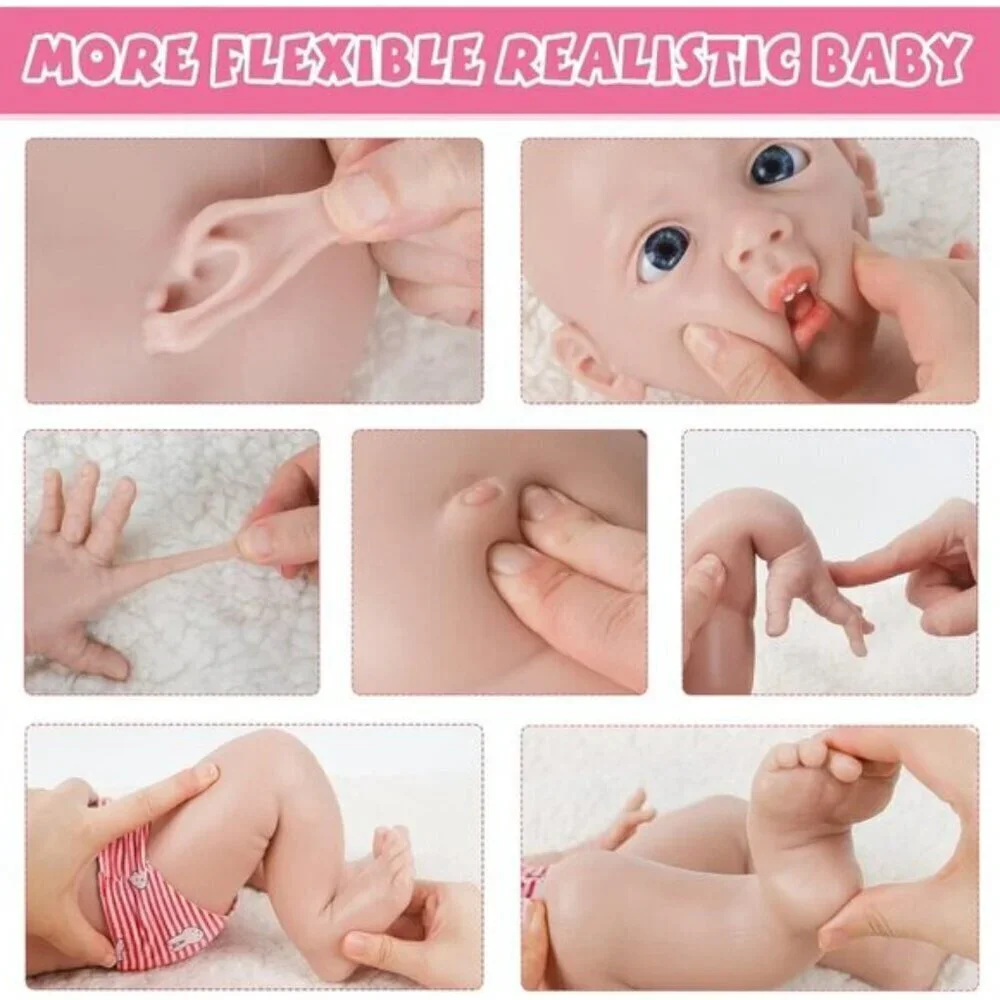 Full Silicone Baby Dolls Girl 21 inch Red White Newborn Full Body Silicone Baby